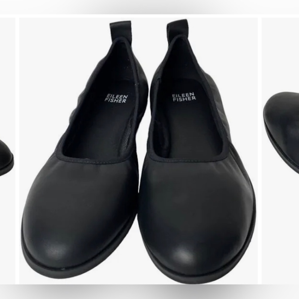 EILEEN FISHER NOTION BALLET FLATS BLACK LEATHER SIZE 6 NEW - Picture 6 of 8